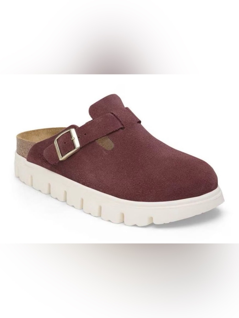 Birkenstock Papillio Women’s Burgundy Suede Slip-On Mule with Buckle
